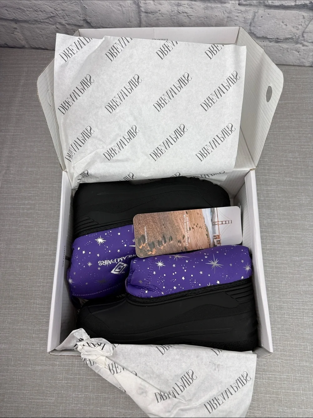 Dream Pairs Kids Waterproof Snow Boots Purple with Stars Kids Size 4